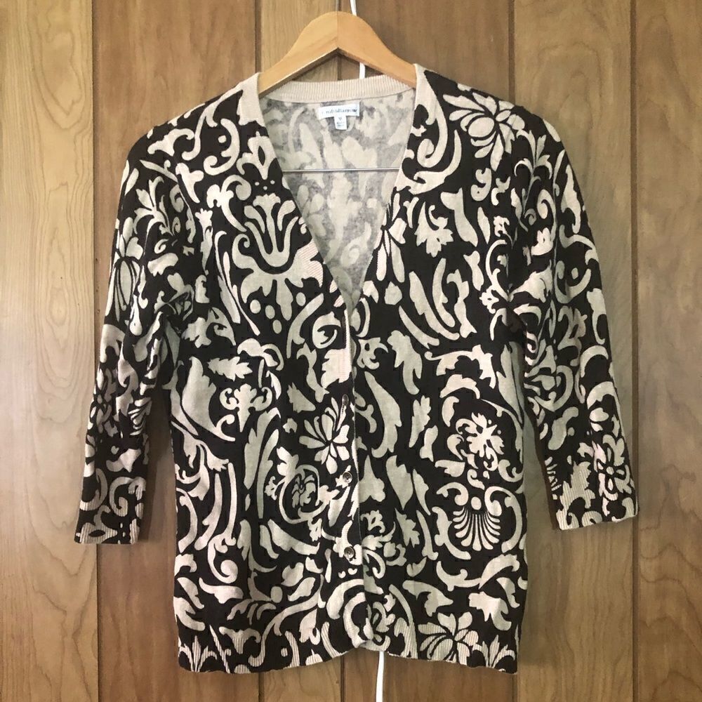 Croft & Barrow womens size medium floral cardigan. Black and beige
